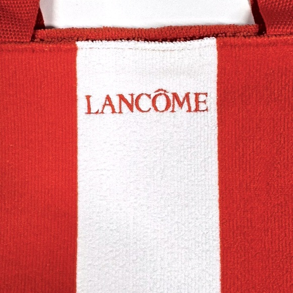 Lancôme Beach Towel Tote Bag Orange And White - 15”x13”x7”- New In Package - Picture 5 of 7